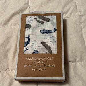Muslin Swaddle Blanket with Whale Design